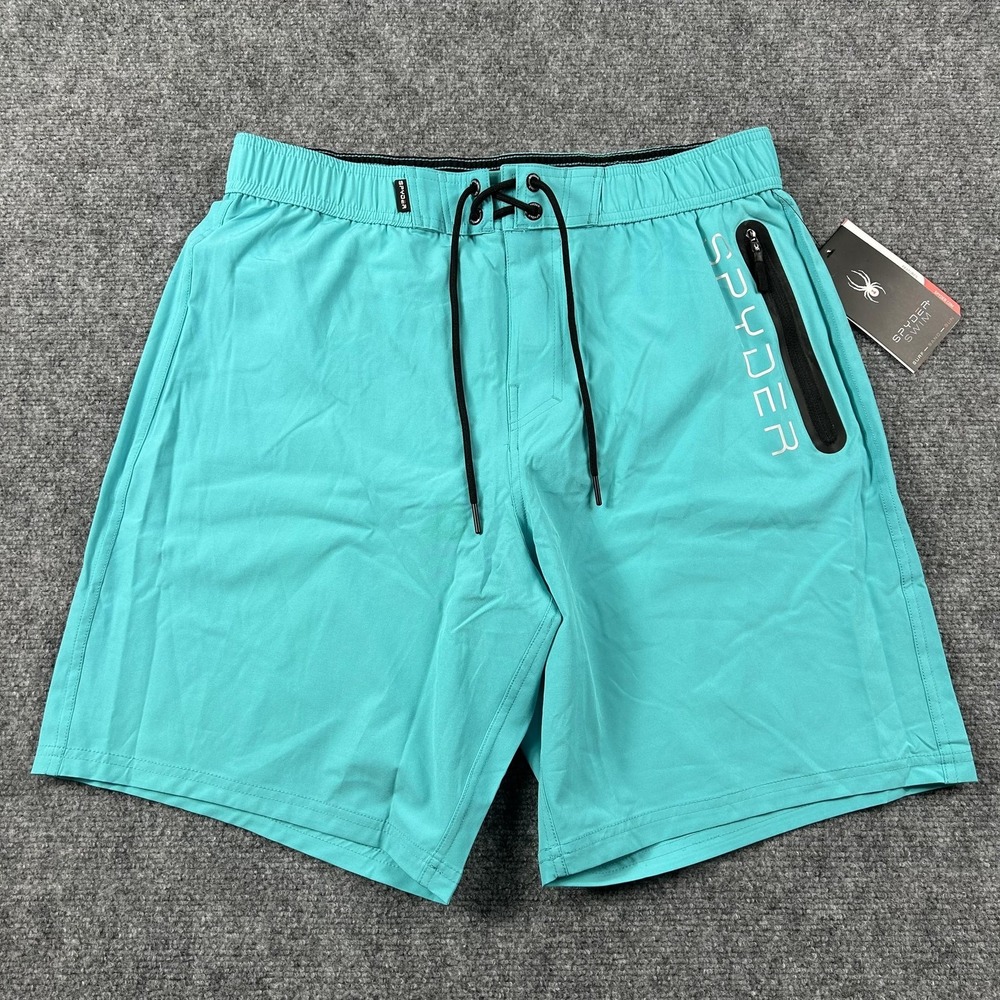 Spyder Shorts Mens XL Blue Swim Trunks Quick Dry Stretch Mesh Drawstring Pockets